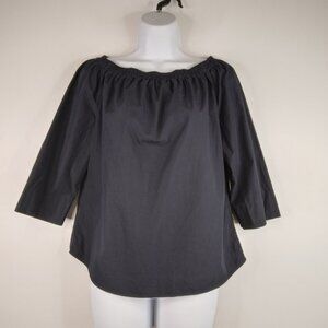 UNIQLO Cotton Off-Shoulder Cropped Sleeves Blue Top Size XS